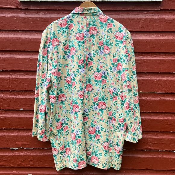 Vintage Woolrich Oversized Linen Cotton Blend Floral Blazer Women's Size L - Picture 10 of 11